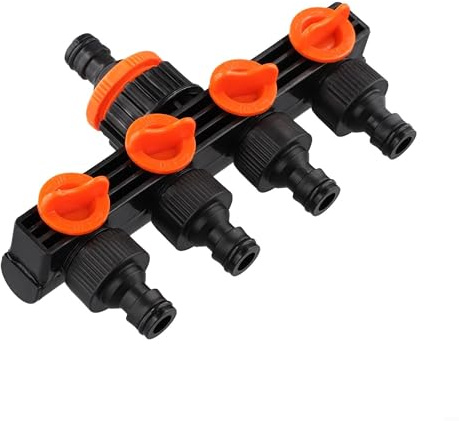 Vilgftyiet 4-Wege-Wasserhahn-Schlauchverteiler mit Kugelhahn, auslaufsicheres Design für Gartenbewässerung und Rasenpflegesysteme (1)
