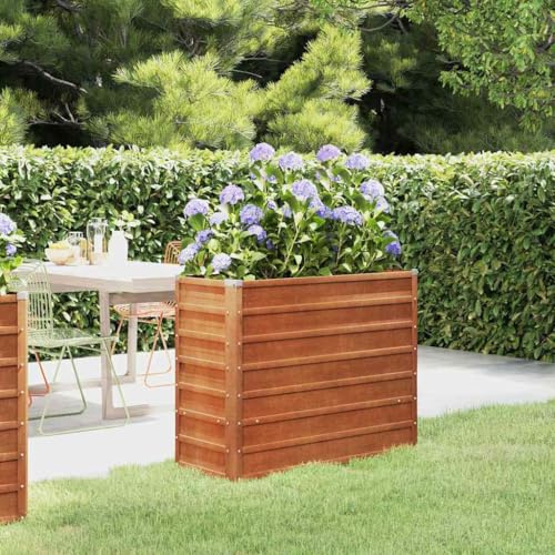 WRJENFSC Jardinière surélevée 100x40x77 cm en Acier corten Brun rouillé, bac Potager Exterieur, Cadre Robuste sans Fond pour Drainage optimisé, Design corten Moderne pour Jardin Balcon Patio