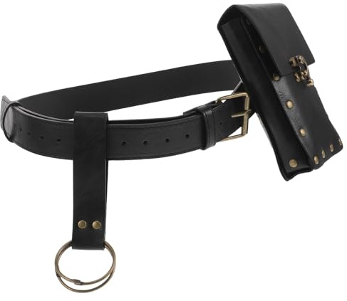 YARNOW Steampunk Gürteltasche Damen Pu Zinklegierung Mittelalterliche Renaissance Hüfttasche Cosplay Phone Bag Sport Bauchtasche Vielseitige Tasche für LARP Fest und Karneval Schwarz