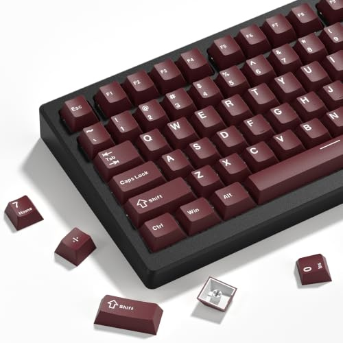 dagaladoo Double Shot PBT keycaps Set,Dark Red Keyboard caps,Cherry Profile Keycaps 60 65 75 100 Percent,126- Key Custom keycaps for Mechanical Keyboard Gaming(61/64/68/84/87/100/104/108) | Retro Custom Key caps,Cherry Profile keycaps for Mechanical Keyboard 60%/65%/75%/TKL/96%/100% US Layout