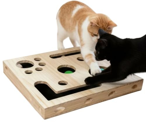 Zegaqae Cat Scratch Puzzle Enrichment Box | Nail File Box For Cats With Bell | Wooden Interactive Cats Puzzle Toy For Nails Care, Scratching & Indoor Enrichment