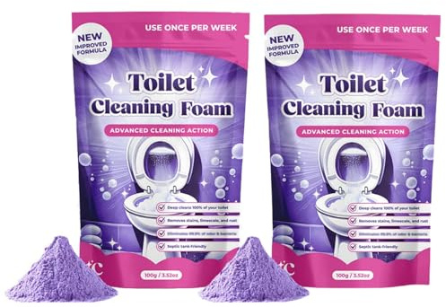 2PCS Toilet Bowl Cleaner & Descaler,Heavy Duty Foaming Powder to Remove Thick Limescale,Fizzy Foam Toilet Cleaner,Toilet Limescale Remover Heavy Duty,Toilet Cleaning Foam