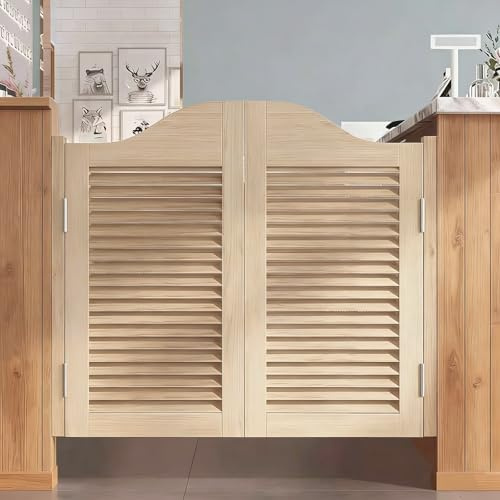Porte Battante Portes, Portes de séparation de cuisine d'intérieur, Portes de Cloison à Fermeture Automatique en Bois Massif, pour Salle de Bain/buanderie/toilettes Bois-W95×H90cm(Porte double)