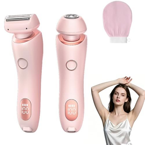 Boulina Rasierer Damen, 2-In-1 Pro Razor, Leicht Zu Reinigendes GeräT, Sanfte Haarentfernung FüR Glatte Haut, Ergonomisches Design & Wet & Dry Anwendung Ideal FüR Die KöRperpflege (Pink)