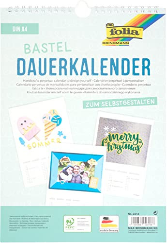 Bastelkalender Dauerkalender Foto 120g/qm DIN A4 Weiß Wandkalender Hängekalender Kinder