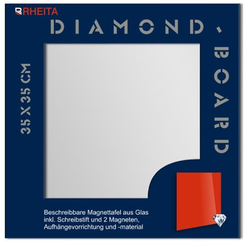Rheita Glas Magnettafel Tafel Whiteboard 35x35cm Magnetwand Memoboard weiß
