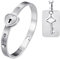Oidea 2pcs His and Hers Love Heart Lock Macthing Bangle Bracelet Tag Pendat Necklace for Valentines Day Gifts