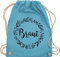 Turnbeutel Rucksack - JGA Junggesellenabschied Frauen - Braut Blumenkranz schwarz - Unisize - Hellblau - utensilien junggesellinnenabschied brauttaschen team bride bräute juterucksack brauttasche
