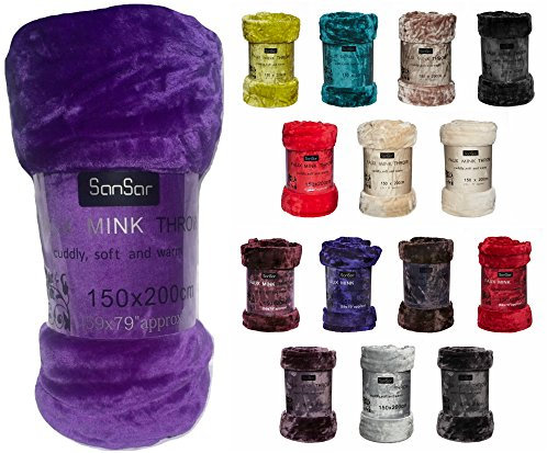Sansar Decorative & Warm Soft Mink Faux Fur Throw Blanket for Bed Sofa (Lilac/Purple, King (200cmx240cm))