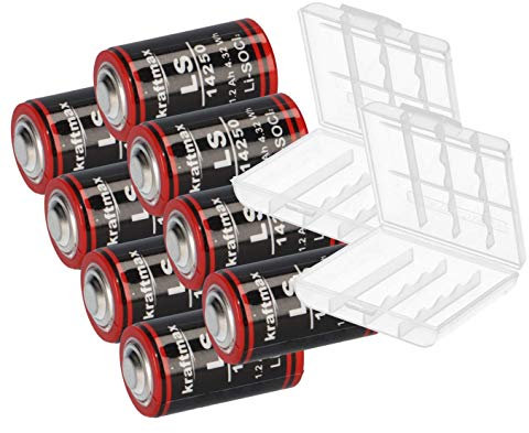LS 14250-1/2 AA ER14250 Li-SOCl2 LS14250 Lot de 8 piles au lithium 3,6 V + boîte
