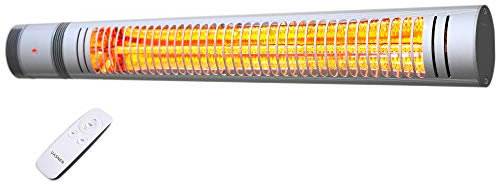 VASNER SlimLine X20 – Infrarotstrahler im Slim-Design 2000 Watt Outdoor Heizstrahler elektrischer Terrassenstrahler mit 5 Heizstufen & Fernbedienung ideal für Terrasse & Außenbereich (Silber)