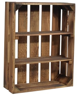 CHICCIE 3 Set Holzregal Schmalhanz 50x40x15cm - Geflammt 2X kurzes Regal