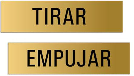 OFFORM DESIGN Señales Tirar Empujar Aluminio anodizado óptica Oro 160x40 mm No.28018-M