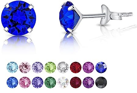 Orecchini Donna Blu - Punto Luce Donna - Orecchini Blu Donna Argento 925 con Cristalli Swarovski® 6 mm - Orecchini Blu con Punti Luce Swarovski® - Orecchini Brillanti- Orecchini Eleganti Donna