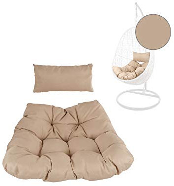 Kideo® Sitzkissen für Hängesessel, Swing Chair Kissen, Ersatzkissen, Wechselkissen, 2-teilig, beige, Hellbraun (Chester-Stepp, 7007 capucchino)