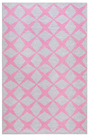 Esprit Home, Moderner Kurzflor Teppich - Läufer aus Baumwolle für Wohnzimmer, Flur, Schlafzimmer, Tender Love, Caledon (120 x 170 cm, Sand grau rosa)