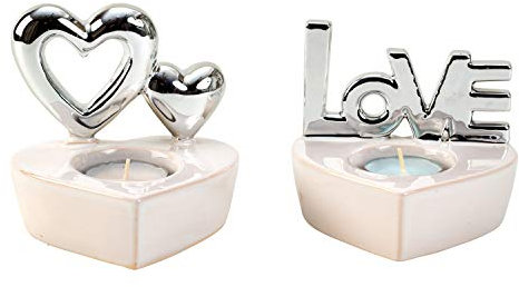 Mel-O-Design Modernes Teelichthalter Set Hearts and Love Höhe 11 cm + 10 cm Breite 11 cm