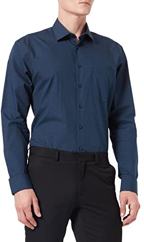 Seidensticker Herren Business-Hemd - Regular Fit - Bügelfrei- Kent-Kragen - Langarm - Print - 100% Baumwolle