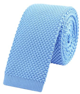 WANYING Herren 5.7cm 2.25 Schmale Krawatte Strickkrawatte Gestrickte Narrow Krawatte Knit Tie Retro Vintage Casual Büro Basic - Einfarbig Hellblau