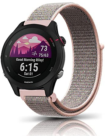 KeeFos 18mm Nylon Armband für Garmin Venu 4 41mm/Venu 3S 41mm/2S/Forerunner 265S/255S/255S Music/Vivoactive 4S 40mm/Vivomove 3S 39mm/Active S/Move 3S Ersatzarmband, Uhrenarmband - Rosa
