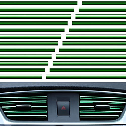 20 Stück Auto Klimaanlage Dekorationsstreifen U Form Leisten für Lüftungsschlitze DIY Decor Zubehör Auto Luftauslass Innen Streifen Dekor Lüftungsschlitz für Klimaanlage Trimmen Streifen (Grün)
