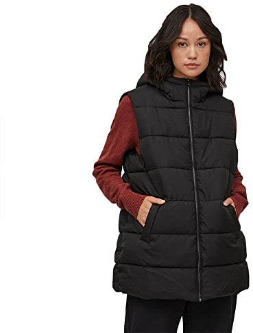 Vila Damen Vitate S/L Puffer Vest - Noos Weste, Schwarz, 38 EU