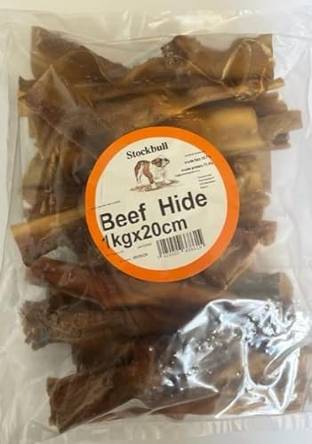 Stockbull Beef Hide 1KG Bag - Large Pieces (20cm)