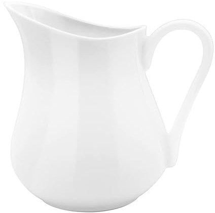 POPETPOP Crèmes À Café Pichet à en Porcelaine Poignée Petit Pichet Classique en Porcelaine Blanche Fine Pichet à Mousse en Céramique Petit Pichet à Main pour Café Et Thé (450 ML)