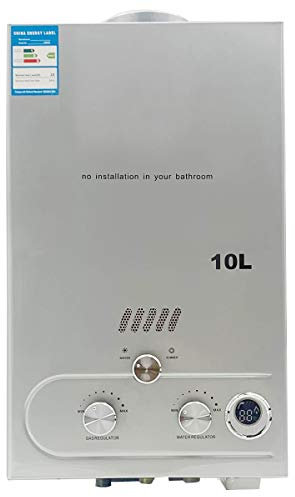 CDZHLTG Scaldabagno a Gas GPL 10L 20kW, Portatile Istantaneo Senza Serbatoio Scaldabagno Butano Propano, Doccia allaperto Bagno, Adatto Casa Campeggio Esterno RV, con Doccia Kit