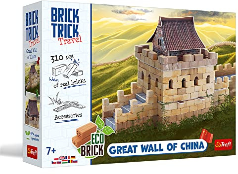 Trefl - Brick Trick Travel: Great Wall of China - Bauen mit Brick Travel, Chinesische Mauer, China, EKO Brick Blocks, 310 Steine, Wiederverwendbar, Kreativ-Set für Kinder ab 7 Jahren