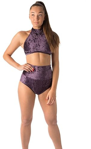 Dragonfly Betty Short Velours | Short Confortable à Taille Haute | Restez Parfaitement | Danse du Poteau | Ultra-Doux | Respirant | Vêtements de Sport | Matériau Doux pour la Peau Purple Velvet M