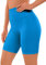 CRZ YOGA Naked Feeling Damen Radlerhose Blickdicht Hohe Taille Kurze Sporthose Yoga Sommer Shorts für Gym Sport - 20cm Madagaskar Blau 40
