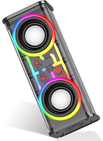 BSZHI Portable Bluetooth Speaker, Transparent Bluetooth 5.3 Wireless 100ft Outdoor Speaker,10W Bluetooth Speakers Support TWS Pairing, LED Colorful Lights, Stereo Sound, for Home, Party, Travel