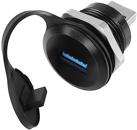 QIANRENON Adaptador de fijación roscada USB 3.0 macho a hembra de 5 Gbps, enchufe a zócalo, redondo, impermeable, convertidor de datos, enchufe de montaje para transferencia de datos/carga