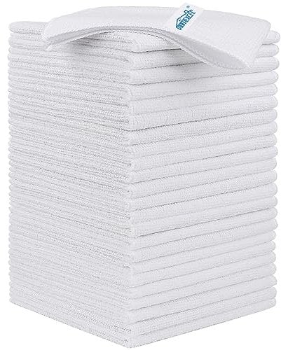 HOMEXCEL Paños de Limpieza de Microfibra, Paquete de 24 paños de Limpieza de Cocina sin Pelusa, Resistentes a los arañazos, Muy absorbentes y Reutilizables para el hogar, Ventanas y Cristales