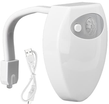 plplaaoo LED Toilettenlicht, Motion Sensor WC Nachtlicht Batteriebetriebenes Toilettenlicht Toilettenbeleuchtung 8 Farben für Badezimmer Hause, Langlebige USB-Aufladung, Toiletten-Induktionslampe