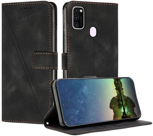 Mo-Beauty Handyhülle für Samsung Galaxy M30S / M21, PU Leder Brieftasche Klapphülle Magnetic Standfunktion Kartenfach Schutzhülle hülle für Samsung M30S/M21 - Schwarz