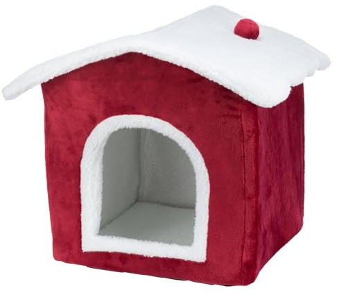 Trixie xmas kattenmand huis rood / wit 35x38x45 cm