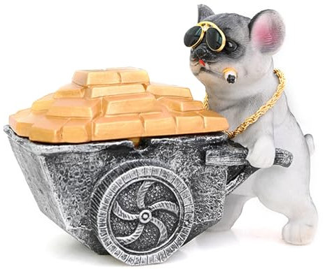 RoxNvm Aschenbecher Lustig, Aschenbecher aus Harz, Bulldoggenförmiger Lustiger Aschenbecher, Winddichtes Aschenbecher mit Deckel, Designer-Aschenbecher für Lnnen- und Außendekoration