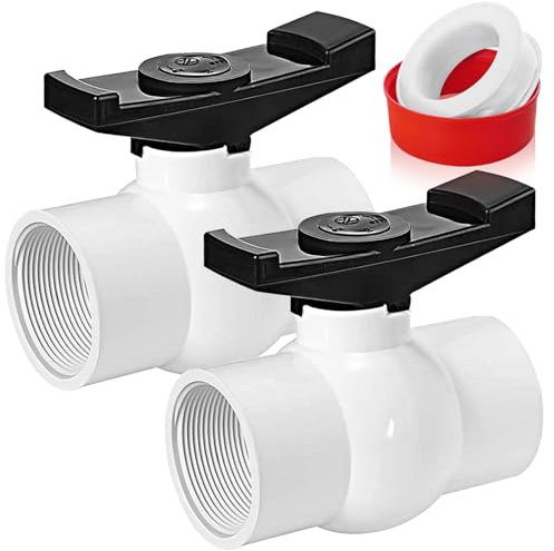 Boltigen 5,1 cm PVC-Kugelhahn mit Gewinde, 2 Stück, doppelte NPT-Absperrventile mit vollem Durchflussanschluss, SCH40 Kunststoff-Wasserregelventil, für Schwimmbad, landwirtschaftliche Bewässerung,