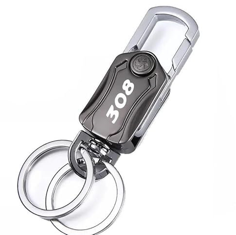 Auto Porte-clé, pour Peugeot 308 Porte-clés de Remplacement pour Voiture avec badge,3D Chrome Logo alliage porte-clés accessoires décoration style,A