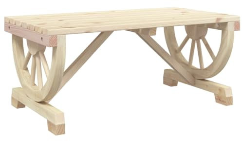 vidaXL Garten Couchtisch, Gartentisch mit Wagenräder-Design, Beistelltisch für Garten Hinterhof Terrasse, Esstisch, Landhausstil, Massivholz Tanne