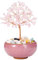 JOVIVI Cristal Arbre de Vie Pierre Naturelle Gemme Feng Shui Figurine avec Base Bol de Céramique Guérison Reiki Cristaux Équilibre Décoration Ornement (Quartz Rose)