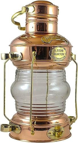Lanterna Ottone Nave Lampada Olio Nautico Marittimo Barca Luce Rame Antico Ancora