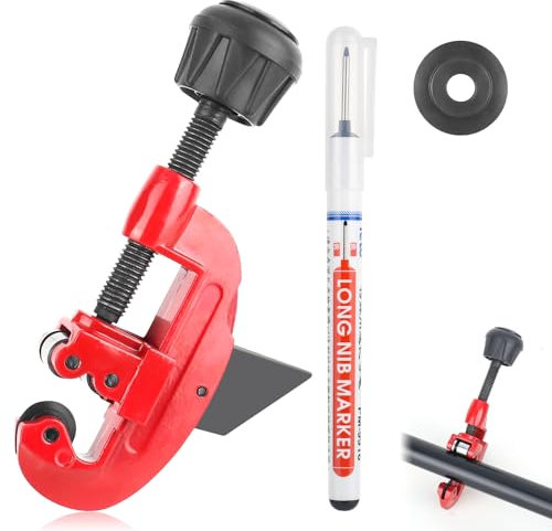 Coupe Tube Ø 3-30 mm Coupe-tuyau avce Molette de Rechange, Marqueur et Lame D'ébavurage Coupe Tube à Roulement à Billes pour Tubes Tuyaux en Cuivre, Laiton, Acier Inoxydable et Plastique dur en PVC