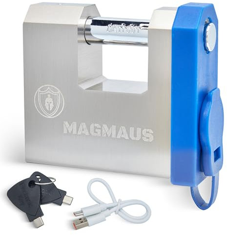 Magmaus® SRL70 Fingerabdruck schloss – Smart Lock Vorhängeschloss mit App-Steuerung, 20 Fingerabdrücken, 2 Notschlüsseln & IP68-Schutz für Garten, Tor & Container.