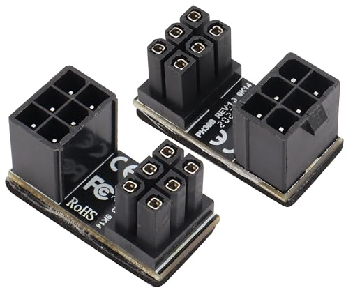 AAOTOKK 180 Grad 6-Pin PCI Netzteil 180° Winkel ATX 6-Polige Weiblich zum 6-Poligen Männlich Desktop Grafikkarte Netzteil Board (2-Stücke/Oben)