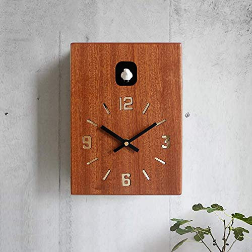 GLJTUO Kuckucksuhr aus Holz im Retro-Stil, Moderne Version mit Vogelgezwitscher für Wohnzimmer, Kinderzimmer, Küche, Büro, Zuhause, Pendeluhr, Wanddekoration, 19,4 x 9,4 x 27,9 cm
