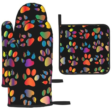 Manoplas coloridas para hornear, guantes de horno y soportes para ollas, juego de 3 piezas para cocina, cocina y horneado