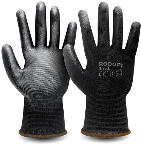 RODOPI PADDOCK-Grip Arbeitshandschuhe für Herren und Damen Nitril beschichtet Montagehandschuhe Nitrilhandschuhe Mechaniker Handschuhe Ölresistent